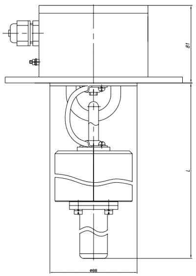Габаритные и присоединительные размеры термоподвески ТУР-01