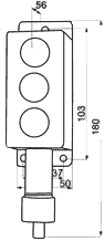 Габаритные и установочные размеры трехцветного светового сигнализатора ВС-4-3СФ