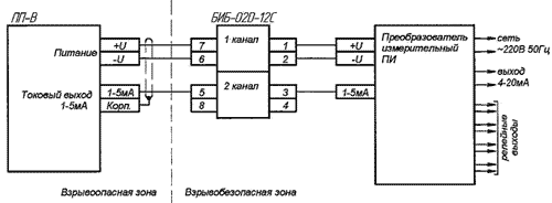 Схема подключений ёмкостного датчика уровня ДУЕ-1В-0